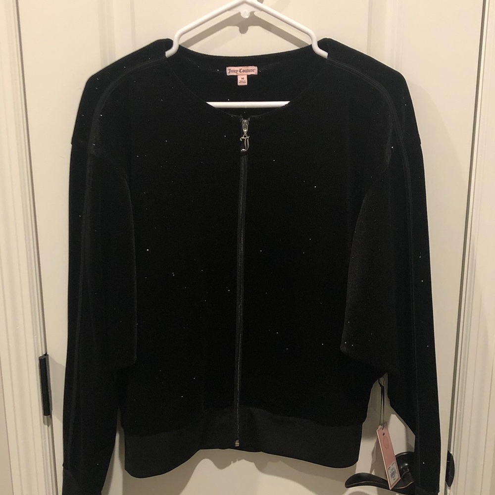 Y2K Juicy Couture Velour Batwing Jacket with Sparkly Bling Design Sz. Med. NWT